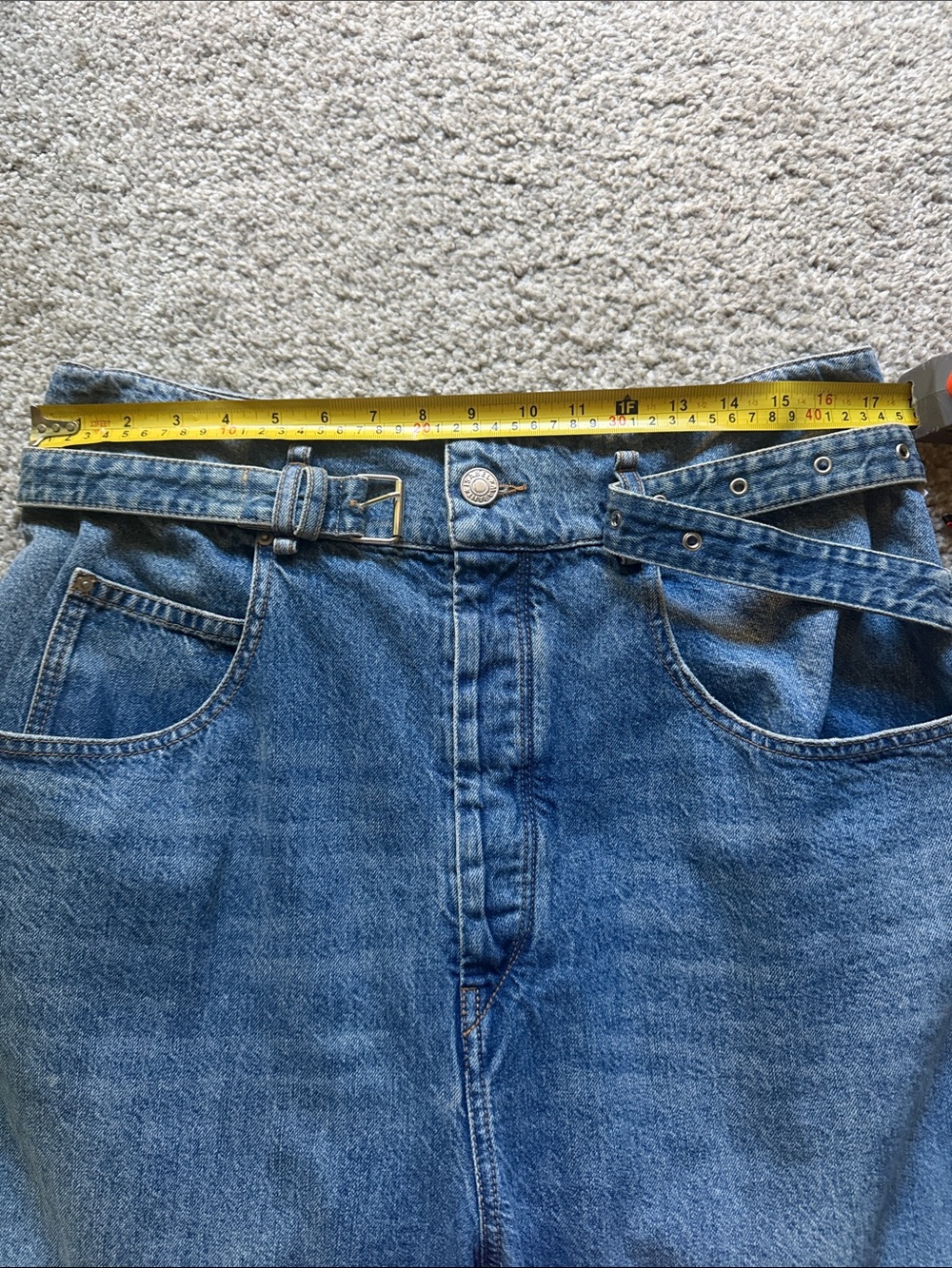 Isabel Marant Étoile Belted High Waisted Barrel Leg Jeans Medium Wash Size 10/FR - Picture 3 of 11